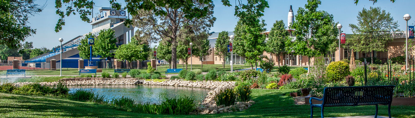 Photo of the HutchCC pond and part of Gowans stadium