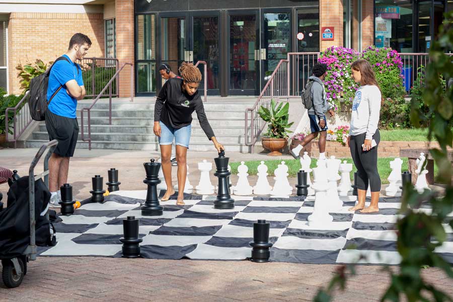 Students playing chess