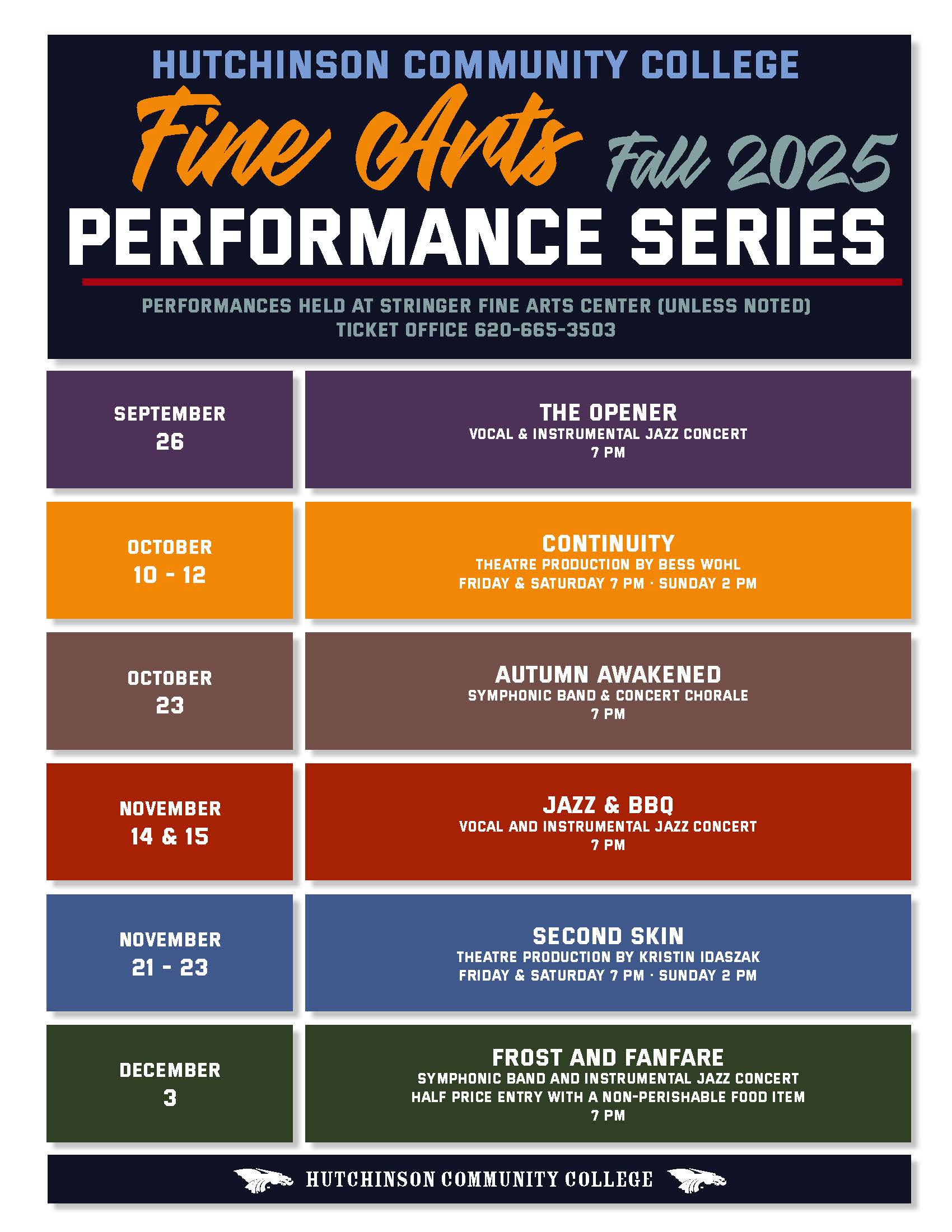 Fine Arts Fall 2025 schedule